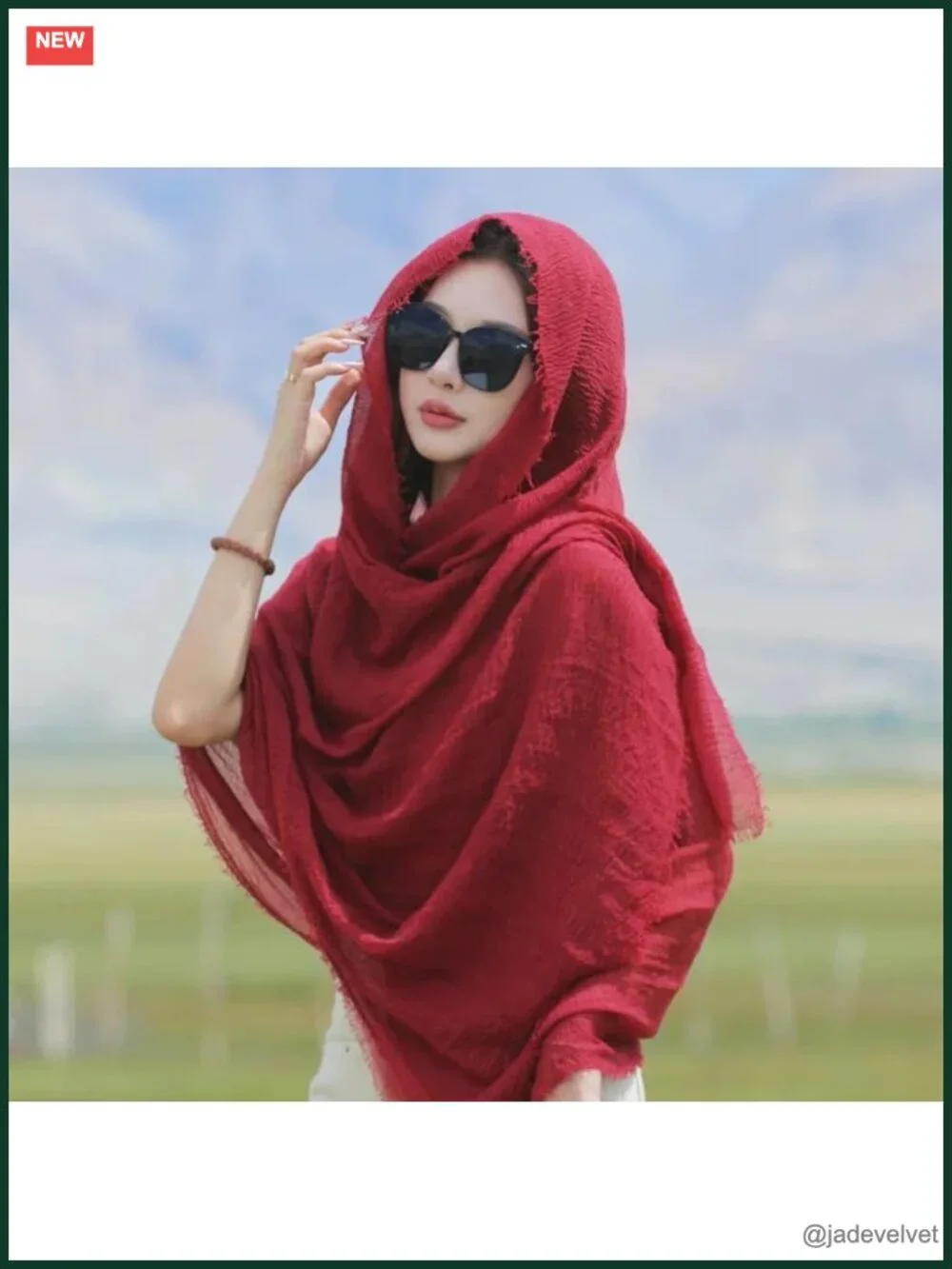 6PCS Soft Cotton Linen Crinkle Fashion Scarves Shawl Hijab